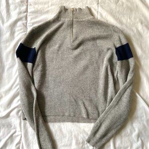 Brandy Melville grey knit zip-up sweater
